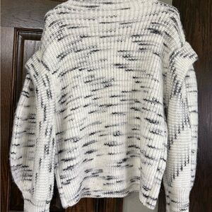 Varley Gray and White Cowl Neck Sweater